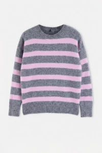 TRENDYOLMİLLA Anthracite Striped Wardrobe Essentials Wool Blended Premium Thread Knitwear Sweater | - Image 5