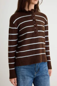 TRENDYOLMİLLA Brown Premium Thread/Special Thread Baklava Patterned Knitwear Sweater - Image 3