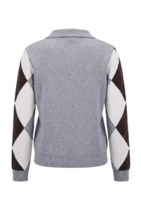TRENDYOLMİLLA Gray Premium Thread/Special Thread Baklava Patterned Knitwear Sweater - Image 7