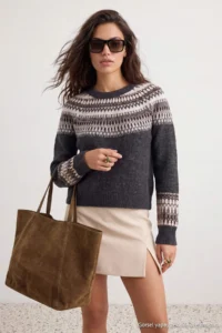 TRENDYOLMİLLA Anthracite Soft textured Ethnic Patterned Knitwear Sweater - Image 2