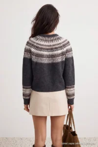 TRENDYOLMİLLA Anthracite Soft textured Ethnic Patterned Knitwear Sweater - Image 4