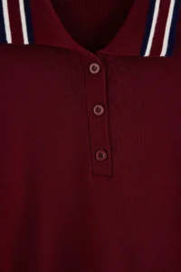 TRENDYOLMİLLA Burgundy Color Bloklu Polo Shirt Collar Knitwear Sweater - Image 8
