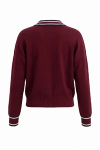 TRENDYOLMİLLA Burgundy Color Bloklu Polo Shirt Collar Knitwear Sweater - Image 9