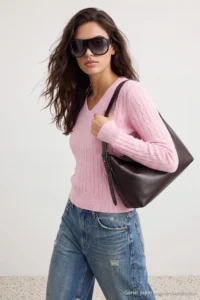 TRENDYOLMİLLA PINK At Embroidered V-neck Hair Knitting Knitwear Sweater - Image 2
