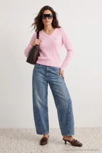 TRENDYOLMİLLA PINK At Embroidered V-neck Hair Knitting Knitwear Sweater - Image 3
