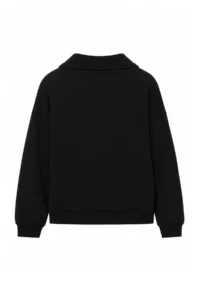 TRENDYOLMİLLA Wardrobe Essentials – Black Polo Shirt Collar Knitting Sweatshirt | - Image 3