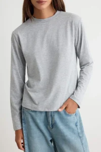 TRENDYOLMİLLA NAVY BLUE-Gray Melange 2 Sets Paket 100% Cotton Regular Long Sleeve High Neck Knitting T-Shirt - Image 3