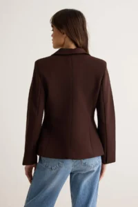 TRENDYOLMİLLA Dark Brown Accessory buttoned Blazer Jacket - Image 5