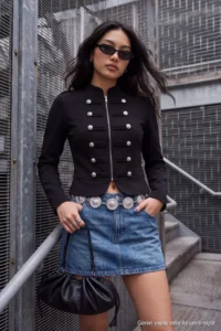 TRENDYOLMİLLA Black Plain Napoleon buttoned Fitted/Fitted Crop/Short Long Sleeve Knitting Blouse - Image 3