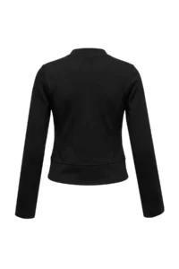 TRENDYOLMİLLA Black Plain Napoleon buttoned Fitted/Fitted Crop/Short Long Sleeve Knitting Blouse - Image 7