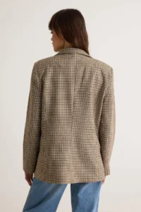 TRENDYOLMİLLA Brown Checkered Weaving Oversized Blazer Jacket - Image 5