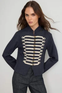 TRENDYOLMİLLA NAVY BLUE Button Detailed Napoleon DENIM Jacket