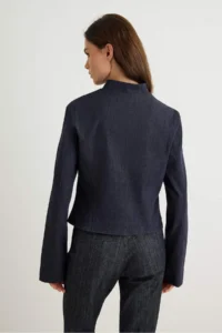 TRENDYOLMİLLA NAVY BLUE Button Detailed Napoleon DENIM Jacket - Image 4