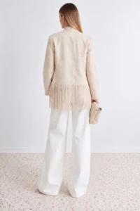 TRENDYOLMİLLA Ecru Embroidery embroidered Tasseled Jacket - Image 3