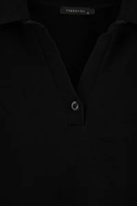 TRENDYOLMİLLA petite Black Short/Mini Kontrast Detailed Petit Knit Dress - Image 9