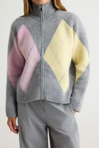 TRENDYOLMİLLA Gray Baklava Detailed Thick Knitwear Cardigan - Image 3