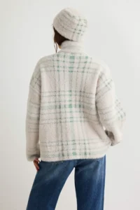 TRENDYOLMİLLA Ecru Coat Look Soft textured Oversized Beret-Cardigan Knitwear - Image 5