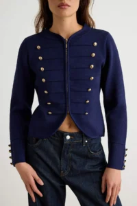 TRENDYOLMİLLA NAVY BLUE Fitted/Bodysuit hugging Fancy/Napoleon buttoned V-neck Crop Knitwear Cardigan - Image 3