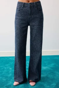 TRENDYOLMİLLA Limited Edition BLUE Medium Flexible textured High Waist Wide Leg jeans - Image 3
