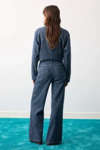 TRENDYOLMİLLA Limited Edition BLUE Medium Flexible textured High Waist Wide Leg jeans - Image 4