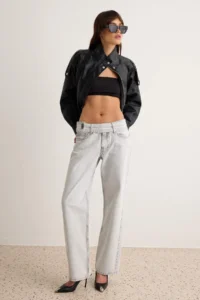 TRENDYOLMİLLA Gray Low Waist Wide Leg jeans
