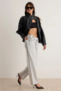 TRENDYOLMİLLA Gray Low Waist Wide Leg jeans - Image 2