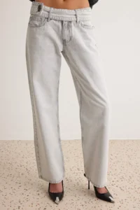 TRENDYOLMİLLA Gray Low Waist Wide Leg jeans - Image 3