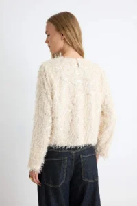 TRENDYOLMİLLA Ecru Crew Neck sequined Lined Knitwear Sweater - Image 4