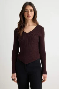 TRENDYOLMİLLA Brown removable cloaked 2 Sets Knitwear Sweater - Image 2