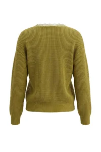 TRENDYOLMİLLA Oil Green V-neck Lace Oversized Knitwear Sweater - Image 8