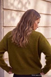 TRENDYOLMİLLA Wardrobe Essentials Oil Green Thick Soft Oversized Knitwear Sweater - Image 4