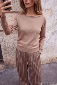 TRENDYOLMİLLA Wardrobe Essentials Mink Boat Neck Premium Thread/Special Thread Knitwear Sweater - Image 3