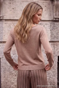 TRENDYOLMİLLA Wardrobe Essentials Mink Boat Neck Premium Thread/Special Thread Knitwear Sweater - Image 4