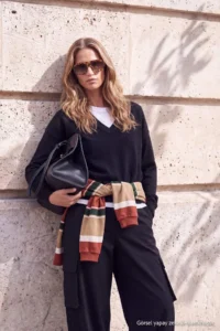 TRENDYOLMİLLA Wardrobe Essentials Black Deep V-neck Basic Knitwear Sweater