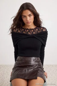 TRENDYOLMİLLA Black Premium Special Thread Lace Knitwear Sweater - Image 3