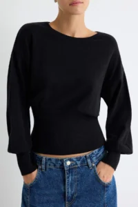 TRENDYOLMİLLA Wardrobe Essentials Black Waisted Blouse Soft Knitwear Sweater - Image 3