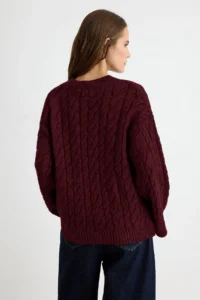 TRENDYOLMİLLA Burgundy Wide Pattern Soft textured Wide Pattern Knitwear Sweater - Image 5