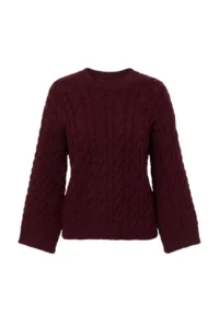 TRENDYOLMİLLA Burgundy Wide Pattern Soft textured Wide Pattern Knitwear Sweater - Image 6