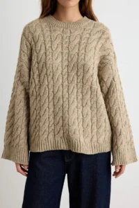 TRENDYOLMİLLA Mink Wide Pattern Soft textured Wide Pattern Knitwear Sweater - Image 4
