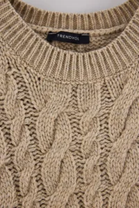 TRENDYOLMİLLA Mink Wide Pattern Soft textured Wide Pattern Knitwear Sweater - Image 6
