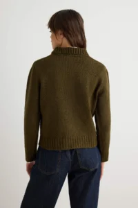 TRENDYOLMİLLA Khaki Soft textured Baklava Detailed Knitwear Sweater - Image 4