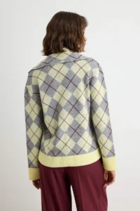 TRENDYOLMİLLA Yellow Plaid Patterned Shawl Knitwear Sweater - Image 5