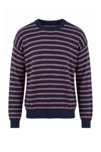 TRENDYOLMİLLA Wardrobe Essentials NAVY BLUE Striped Oversized Crew Neck Knitwear Sweater - Image 6