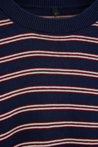 TRENDYOLMİLLA Wardrobe Essentials NAVY BLUE Striped Oversized Crew Neck Knitwear Sweater - Image 7