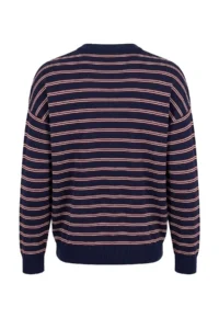 TRENDYOLMİLLA Wardrobe Essentials NAVY BLUE Striped Oversized Crew Neck Knitwear Sweater - Image 9
