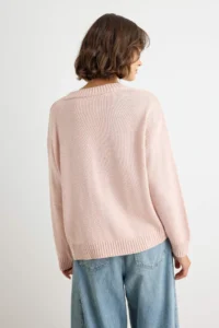 TRENDYOLMİLLA Powder PINK Basic Soft textured V-neck Knitwear Sweater - Image 4