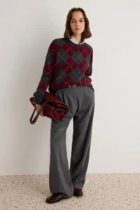 TRENDYOLMİLLA Anthracite Baklava Patterned Knitwear Sweater - Image 2