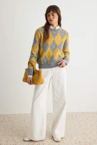 TRENDYOLMİLLA Anthracite Alpaca Woolly Baklava Patterned Knitwear Sweater - Image 2