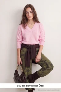 TRENDYOLMİLLA petite PINK V-neck Soft textured Knitwear Sweater