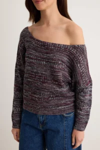 TRENDYOLMİLLA Purple Boat Neck Color Transitional Knitwear Sweater - Image 3
